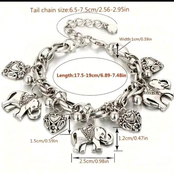 Silver Plated elephant Charm Ankle Bracelet Stainless Steel Womens Jewelry - Picture 6 of 7